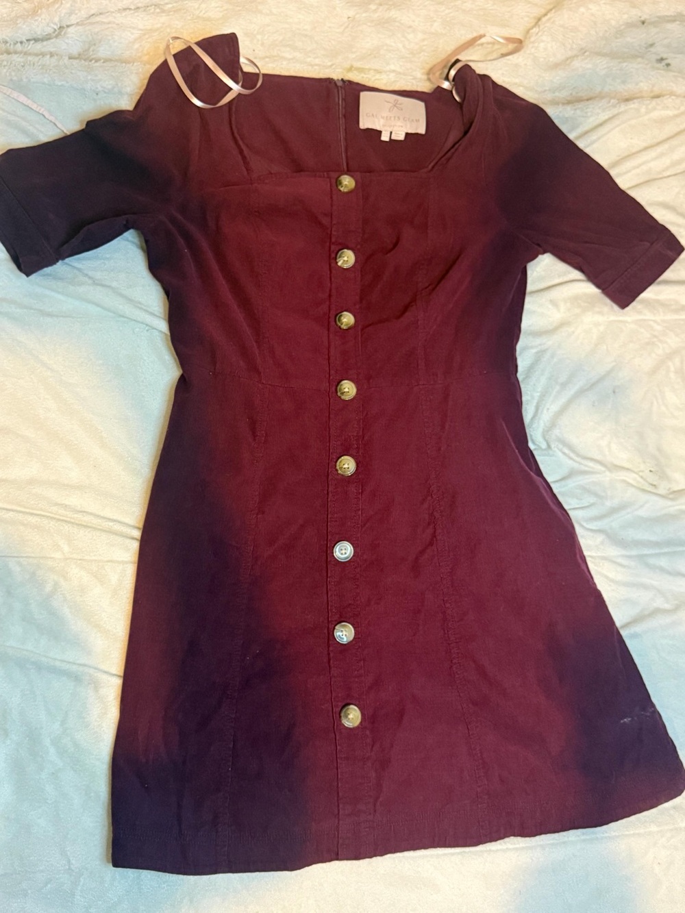 Gal Meets Glam Burgundy Button-Front Mini Dress
